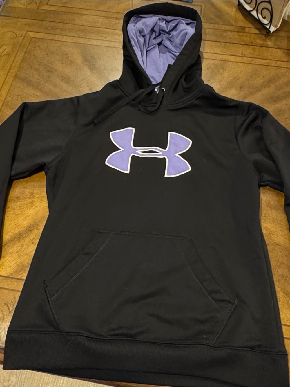 Under Armour Black Hoodie with Purple Logo and Lined Hood